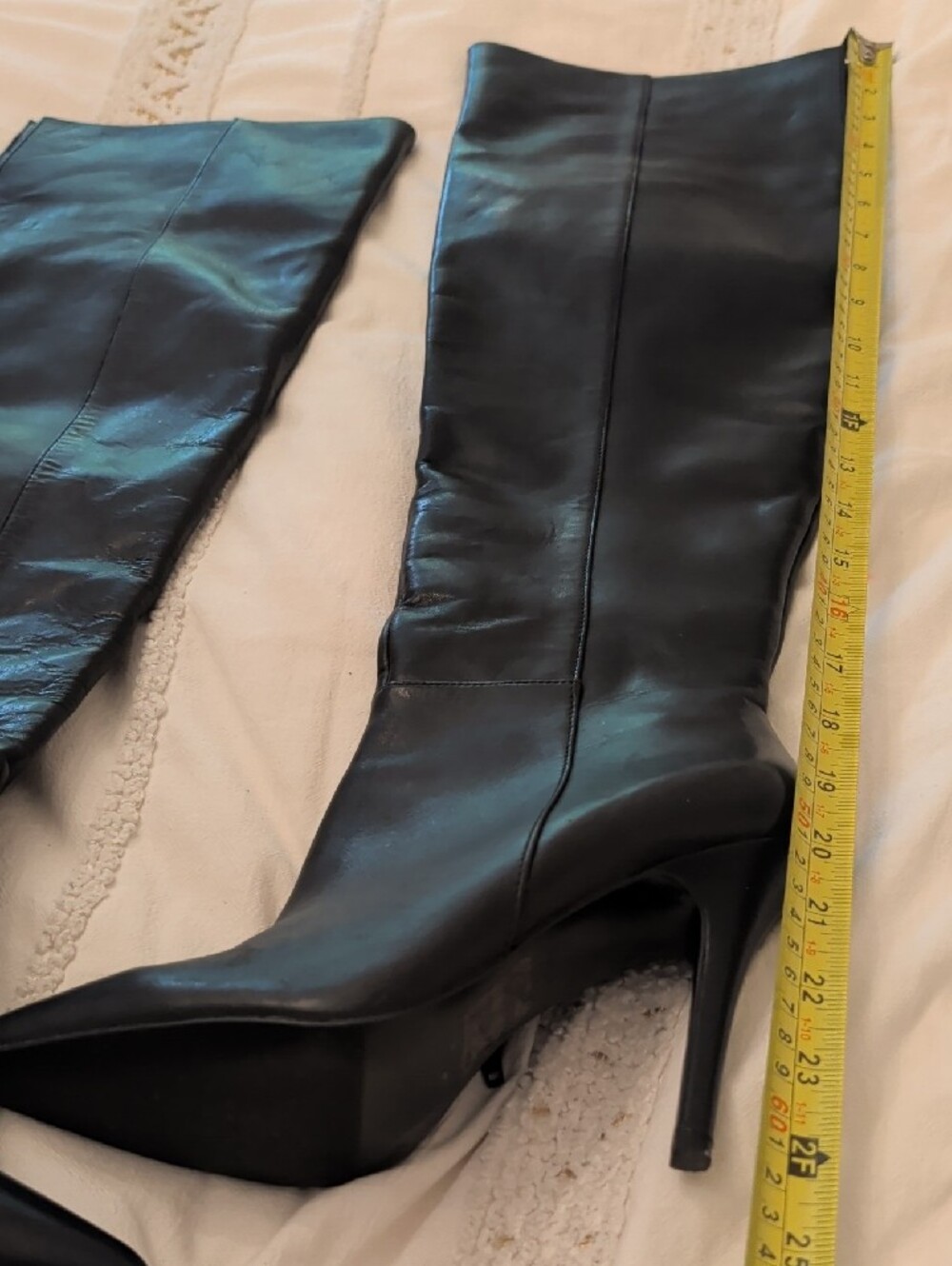 Aldo Black Pointed Toe Knee-High Heeled Boots - Picture 2 of 9